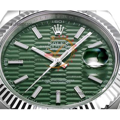 Datejust 41 126334 DD3235 Automatic Mens Watch Best Edition DDF Green Stick Dial 904L SS Oyster Bracelet