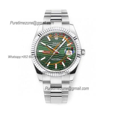 Datejust 41 126334 DD3235 Automatic Mens Watch Best Edition DDF Green Stick Dial 904L SS Oyster Bracelet