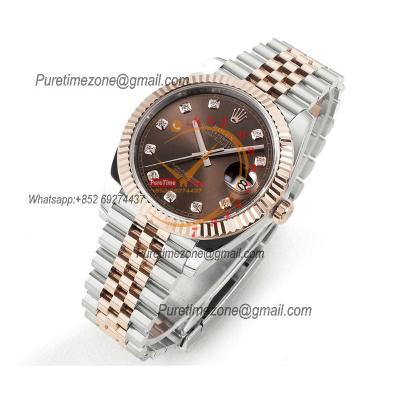 Datejust 41 126331 DD3235 Automatic Mens Watch Best Edition DDF SS/RG Brown Diamonds Dial 904L SS Jubilee Bracelet