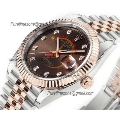 Datejust 41 126331 DD3235 Automatic Mens Watch Best Edition DDF SS/RG Brown Diamonds Dial 904L SS Jubilee Bracelet