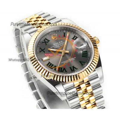 Datejust 41 126333 Wimbledon DD3235 Automatic Mens Watch Best Edition DDF SS/YG Gray Roman Dial 904L SS Jubilee Bracelet