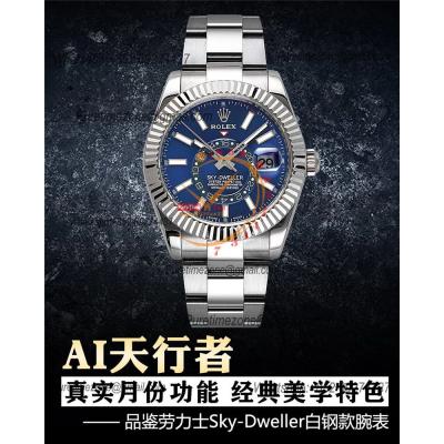 Sky Dweller 326934 A9001 Automatic Mens Watch Best Edition AIF Blue Stick Dial 904L Steel Oyster Bracele