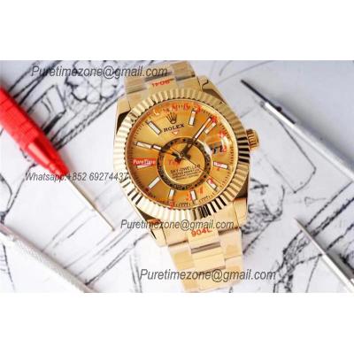 Sky Dweller 326938 A9001 Automatic Mens Watch Best Edition AIF YG Gold Stick Dial 904L Steel Oyster Bracele