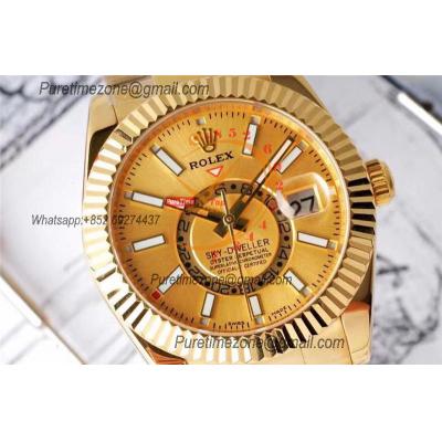 Sky Dweller 326938 A9001 Automatic Mens Watch Best Edition AIF YG Gold Stick Dial 904L Steel Oyster Bracele