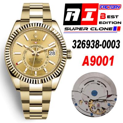 Sky Dweller 326938 A9001 Automatic Mens Watch Best Edition AIF YG Gold Stick Dial 904L Steel Oyster Bracele