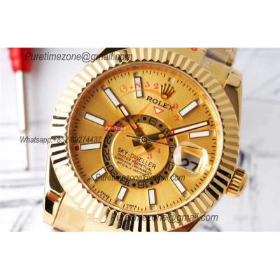 Sky Dweller 326938 A9001 Automatic Mens Watch Best Edition AIF YG Gold Stick Dial 904L Steel Oyster Bracele