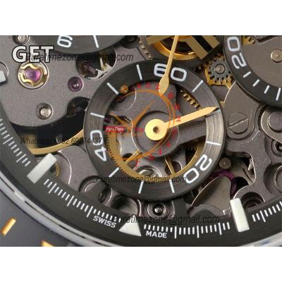 Daytona Blaken SA4130 Automatic Chronograph Mens Watch Best Edition GETF Ceramic Bezel Skeleton Gold Dial Black Rubber