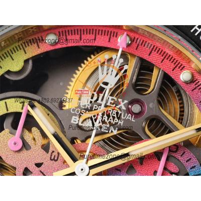 Daytona Blaken SA4130 Automatic Chronograph Mens Watch Best Edition GETF Carbon Bezel Skeleton Gold Dial Pink Rubber