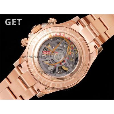 Daytona Blaken SA4130 Automatic Chrono Mens Watch Best Edition GETF RG Rainbow Diamond Skeleton Dial 904L SS Bracelet