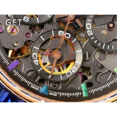 Daytona Blaken SA4130 Automatic Chrono Mens Watch Best Edition GETF RG Rainbow Diamond Skeleton Dial 904L SS Bracelet