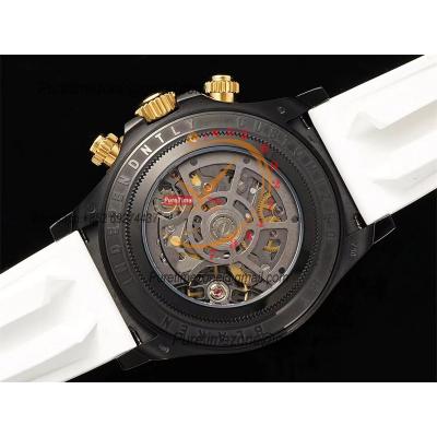 Daytona Blaken SA4130 Automatic Chronograph Mens Watch Best Edition GETF Carbon Bezel Skeleton Gold Dial White Rubber