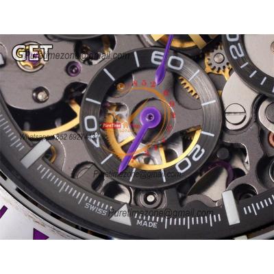 Daytona Blaken SA4130 Automatic Chronograph Mens Watch Best Edition GETF Carbon Bezel Skeleton Gold Dial Purple Rubber