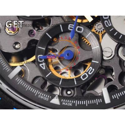 Daytona Blaken SA4130 Automatic Chronograph Mens Watch Best Edition GETF Carbon Bezel Skeleton Gold Dial Blue Rubber