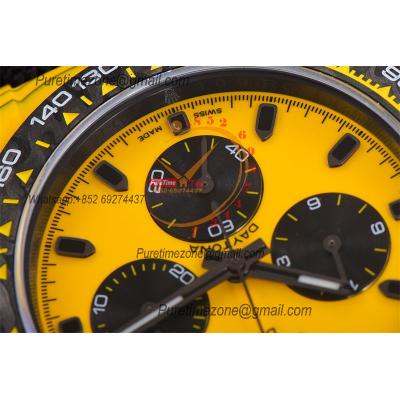 Daytona DIW Yellow Carbon Bumblebee SA4130 Autoamtic Chronograph Mens Watch Best Edition N6F V2 Yellow/Black Dial Nylon