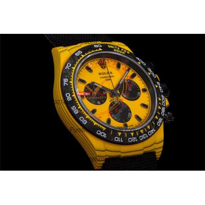 Daytona DIW Yellow Carbon Bumblebee SA4130 Autoamtic Chronograph Mens Watch Best Edition N6F V2 Yellow/Black Dial Nylon