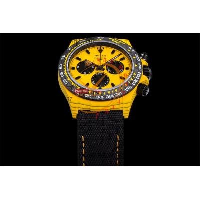 Daytona DIW Yellow Carbon Bumblebee SA4130 Autoamtic Chronograph Mens Watch Best Edition N6F V2 Yellow/Black Dial Nylon