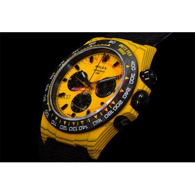 Daytona DIW Yellow Carbon Bumblebee SA4130 Autoamtic Chronograph Mens Watch Best Edition N6F V2 Yellow/Black Dial Nylon