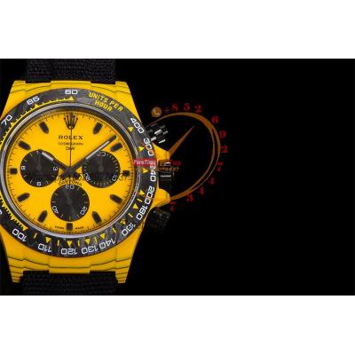 Daytona DIW Yellow Carbon Bumblebee SA4130 Autoamtic Chronograph Mens Watch Best Edition N6F V2 Yellow/Black Dial Nylon