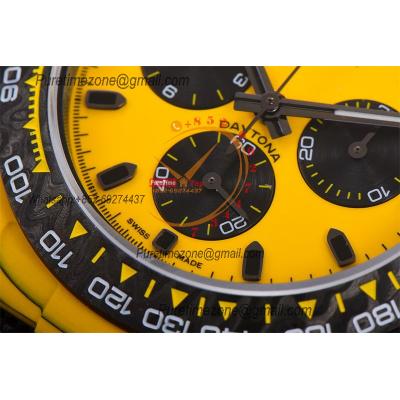 Daytona DIW Yellow Carbon Bumblebee SA4130 Autoamtic Chronograph Mens Watch Best Edition N6F V2 Yellow/Black Dial Nylon