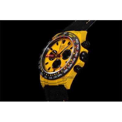 Daytona DIW Yellow Carbon Bumblebee SA4130 Autoamtic Chronograph Mens Watch Best Edition N6F V2 Yellow/Black Dial Nylon