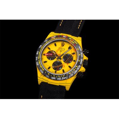 Daytona DIW Yellow Carbon Bumblebee SA4130 Autoamtic Chronograph Mens Watch Best Edition N6F V2 Yellow/Black Dial Nylon