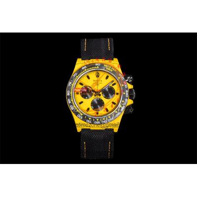 Daytona DIW Yellow Carbon Bumblebee SA4130 Autoamtic Chronograph Mens Watch Best Edition N6F V2 Yellow/Black Dial Nylon