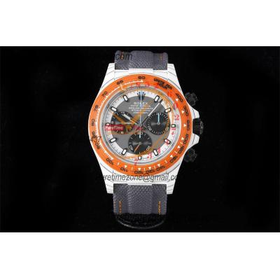 Daytona DIW White Carbon Ocellaris SA4130 Autoamtic Chronograph Mens Watch Best Edition N6F V2 Gray Black Dial Nylon