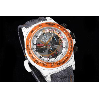 Daytona DIW White Carbon Ocellaris SA4130 Autoamtic Chronograph Mens Watch Best Edition N6F V2 Gray Black Dial Nylon