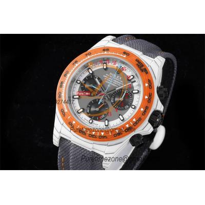 Daytona DIW White Carbon Ocellaris SA4130 Autoamtic Chronograph Mens Watch Best Edition N6F V2 Gray Black Dial Nylon