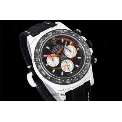 Daytona DIW White Carbon Lrbis SA4130 Autoamtic Chronograph Mens Watch Best Edition N6F V2 Black Dial Nylon