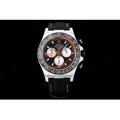 Daytona DIW White Carbon Lrbis SA4130 Autoamtic Chronograph Mens Watch Best Edition N6F V2 Black Dial Nylon