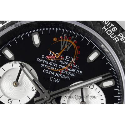 Daytona DIW White Carbon Lrbis SA4130 Autoamtic Chronograph Mens Watch Best Edition N6F V2 Black Dial Nylon