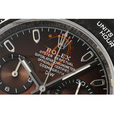 Daytona DIW Black Carbon Color Changing SA4130 Autoamtic Chronograph Mens Watch Best Edition N6F V2 Brown Dial Nylon