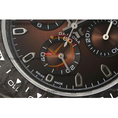 Daytona DIW Black Carbon Color Changing SA4130 Autoamtic Chronograph Mens Watch Best Edition N6F V2 Brown Dial Nylon