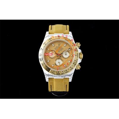 Daytona DIW White CarbonGolden Essence SA4130 Autoamtic Chronograph Mens Watch Best Edition N6F V2 Gold Dial Nylon