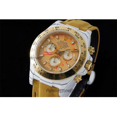 Daytona DIW White CarbonGolden Essence SA4130 Autoamtic Chronograph Mens Watch Best Edition N6F V2 Gold Dial Nylon