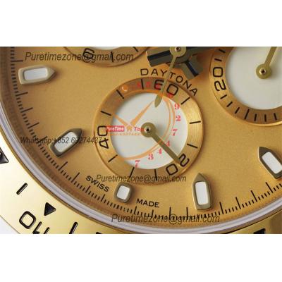 Daytona DIW White CarbonGolden Essence SA4130 Autoamtic Chronograph Mens Watch Best Edition N6F V2 Gold Dial Nylon