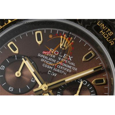 Daytona DIW Black Carbon Brown Bear SA4130 Autoamtic Chronograph Mens Watch Best Edition N6F V2 Brown Dial Nylon