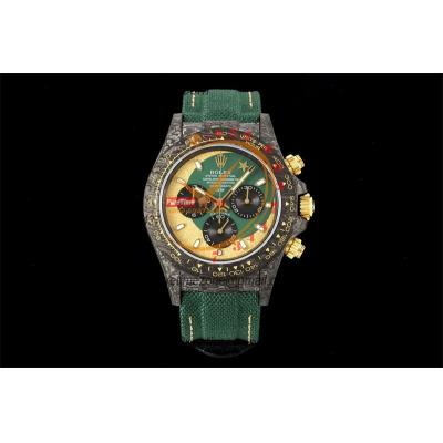 Daytona DIW Black Carbon Evolution Of The Ramadan SA4130 Autoamtic Chronograph Mens Watch Best Edition N6F V2 Green Dial