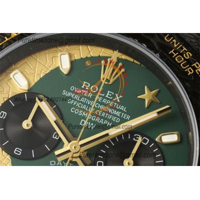 Daytona DIW Black Carbon Evolution Of The Ramadan SA4130 Autoamtic Chronograph Mens Watch Best Edition N6F V2 Green Dial