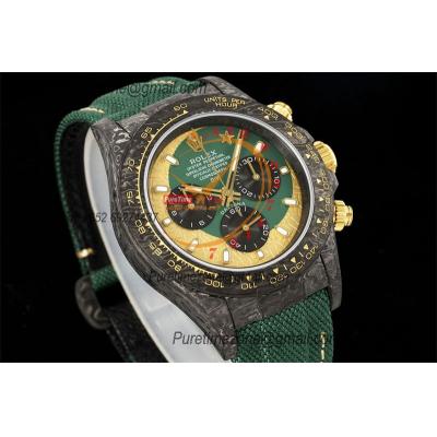 Daytona DIW Black Carbon Evolution Of The Ramadan SA4130 Autoamtic Chronograph Mens Watch Best Edition N6F V2 Green Dial