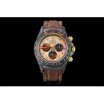 Daytona DIW Black Carbon Desert Eagle Arabic SA4130 Autoamtic Chronograph Mens Watch Best Edition N6F V2 Gold Dial Nylon