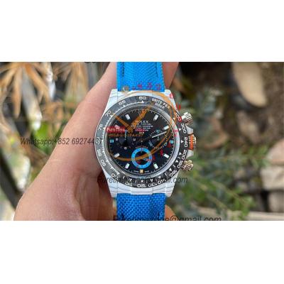 Daytona DIW White Carbon Racing Blue SA4130 Autoamtic Chronograph Mens Watch Best Edition N6F V2 White Dial Nylon