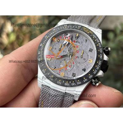 Daytona DIW White Carbon Space Mission SA4130 Autoamtic Chronograph Mens Watch Best Edition N6F V2 Gray Dial Nylon