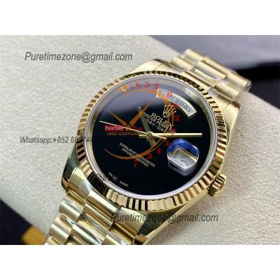 Daydate 36mm 18238 A2836 Automatic Mens Watch Best Edition BPF YG Onyx Dial President Bracelet