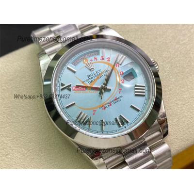 Daydate 40mm 228206 A3255 Automatic Mens Watch Best Edition BPF ICE Blue Roman Dial President Bracelet CHS