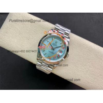 Daydate 40mm 228206 A3255 Automatic Mens Watch Best Edition BPF ICE Blue Roman Dial President Bracelet CHS