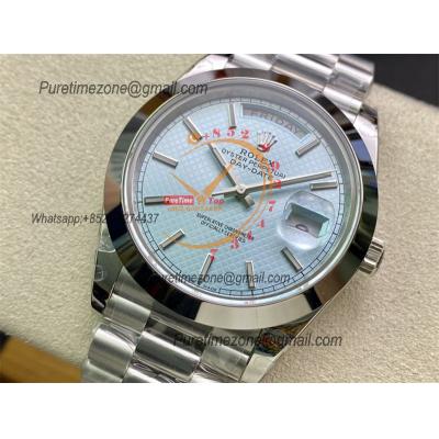 Daydate 40mm 228206 A3255 Automatic Mens Watch Best Edition BPF ICE Blue Stick Dial President Bracelet CHS