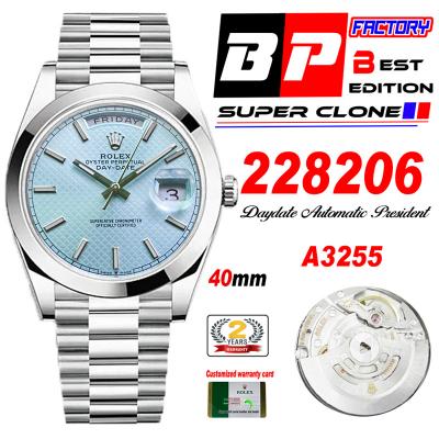 Daydate 40mm 228206 A3255 Automatic Mens Watch Best Edition BPF ICE Blue Stick Dial President Bracelet CHS