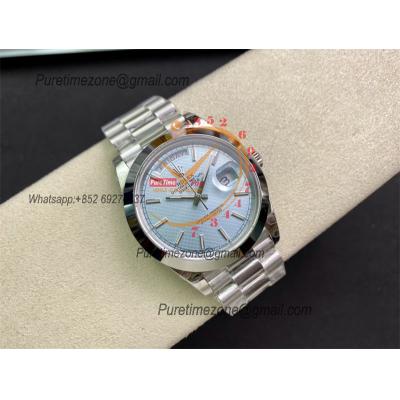 Daydate 40mm 228206 A3255 Automatic Mens Watch Best Edition BPF ICE Blue Stick Dial President Bracelet CHS